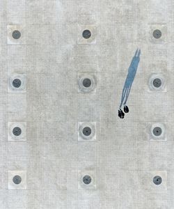 Directly above shot of various buttons on table