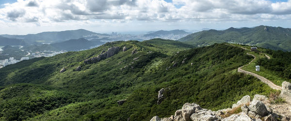 Scenic view of mountains against sky