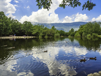 Scenic view of lake against sky