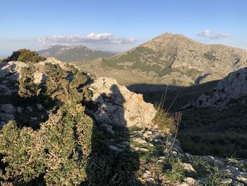 Scenic view of rocky mountains against sky