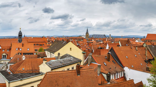 High angle view of townscape against sky