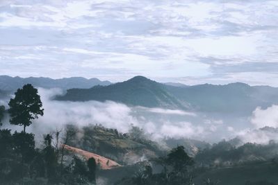 Scenic view of mountains against sky