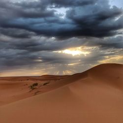 Scenic view of desert against sky during sunset