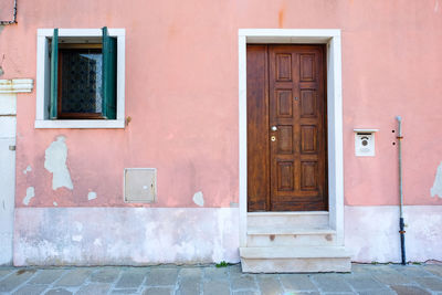 Closed door of building