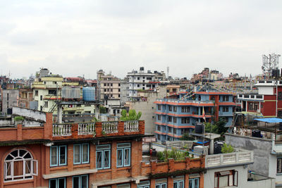 High angle view of townscape against sky