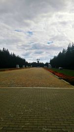 Trees in park against cloudy sky