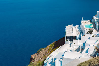 High angle view of sea against sky