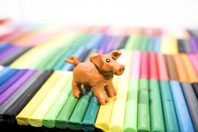 High angle view of stuffed toy on table