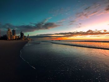View of city at sunset