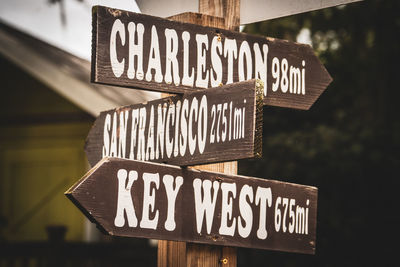 Close-up of road sign