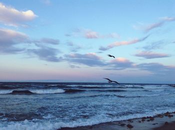 Scenic view of sea at sunset