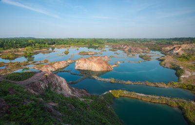 Scenic view of rocks against sky