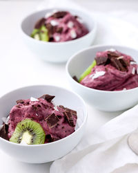 High angle view of food in bowls