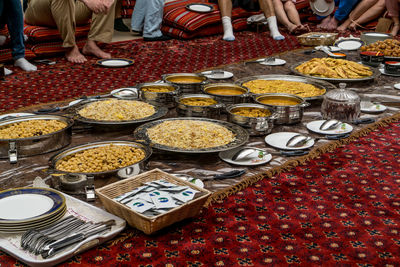 High angle view of people at market stall