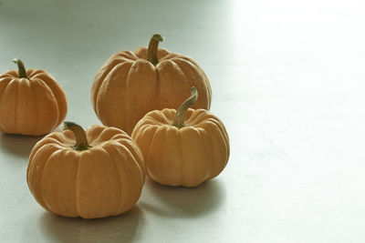 Close-up of pumpkins on table