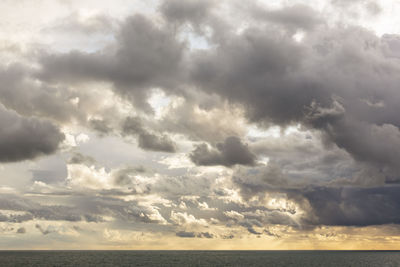 Scenic view of sea against cloudy sky