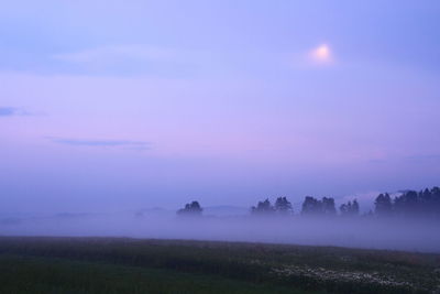 Scenic view of field against sky at night