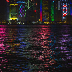 Illuminated wet road at night