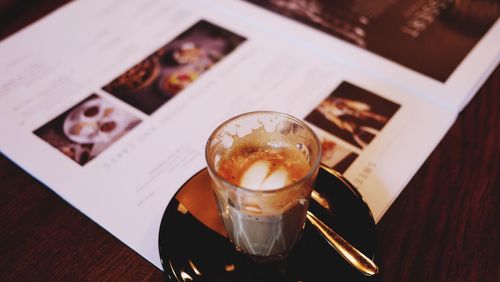 Close-up of coffee cup on table