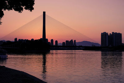 Silhouette of city at sunset