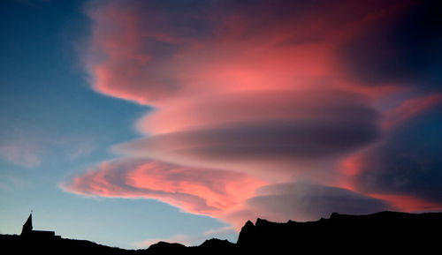 Scenic view of dramatic sky during sunset