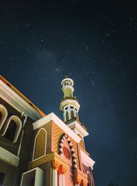 Low angle view of building against sky at night