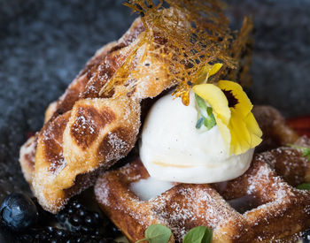 Close-up of ice cream in plate