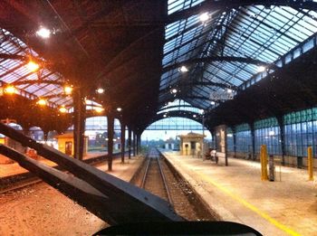 Train on railroad station platform