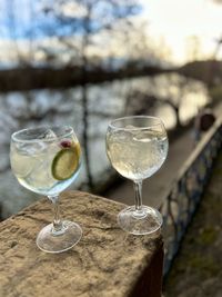 Close-up of wineglass on table