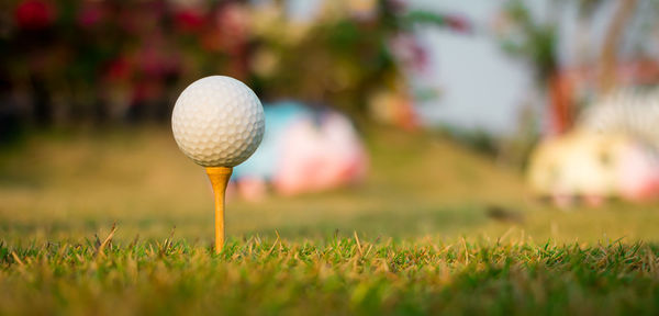 Close-up of ball on field