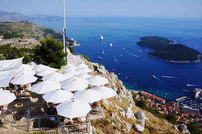 High angle view of beach against sky