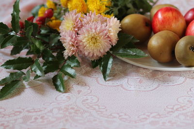 Close-up of fresh flowers on table