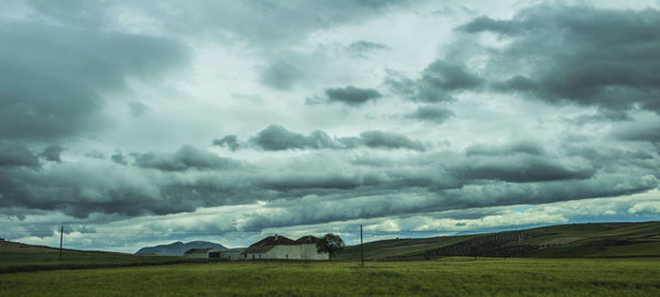 Scenic view of landscape against cloudy sky