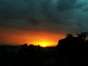 Scenic view of landscape against sky at sunset