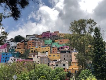 Buildings in town against sky
