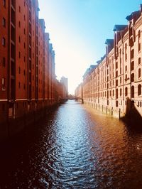 Canal passing through city buildings