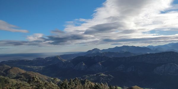 Scenic view of mountains against sky