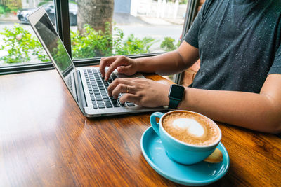 Coffee cup on table