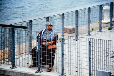 Man working on fence