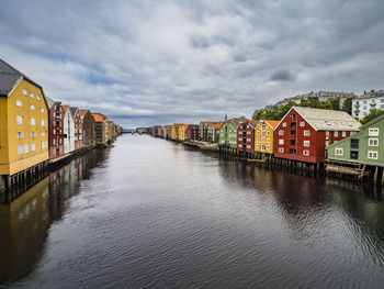 View of colorful apartment buildings at water