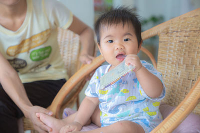 Cute baby girl at home