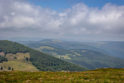 The mountainous and hilly environment of the french vosges close to the mountain named 'grand ballon