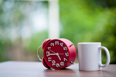 Close-up of coffee cup on table