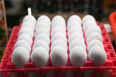 Close-up of eggs in container