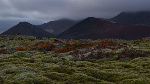 Scenic view of mountains against sky