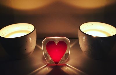 Close-up of heart shape candles