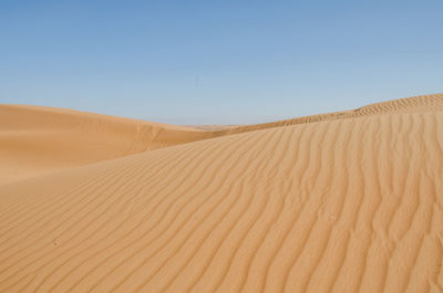 Scenic view of desert against clear sky