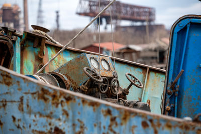 Close-up of rusty machine part