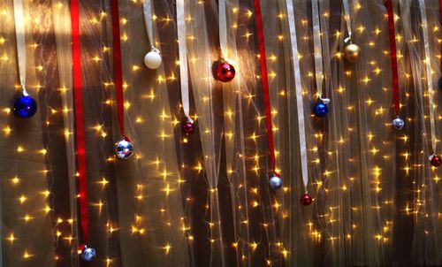 High angle view of colorful hanging lights