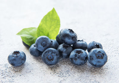 Freshly picked blueberries on a concrete background. concept for healthy eating